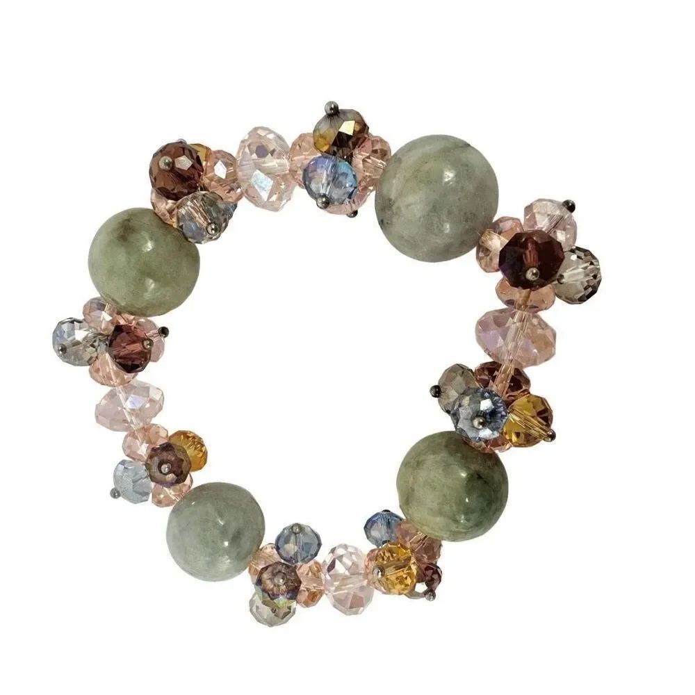 Quartz and Swarovski Crystal stretchy bracelet